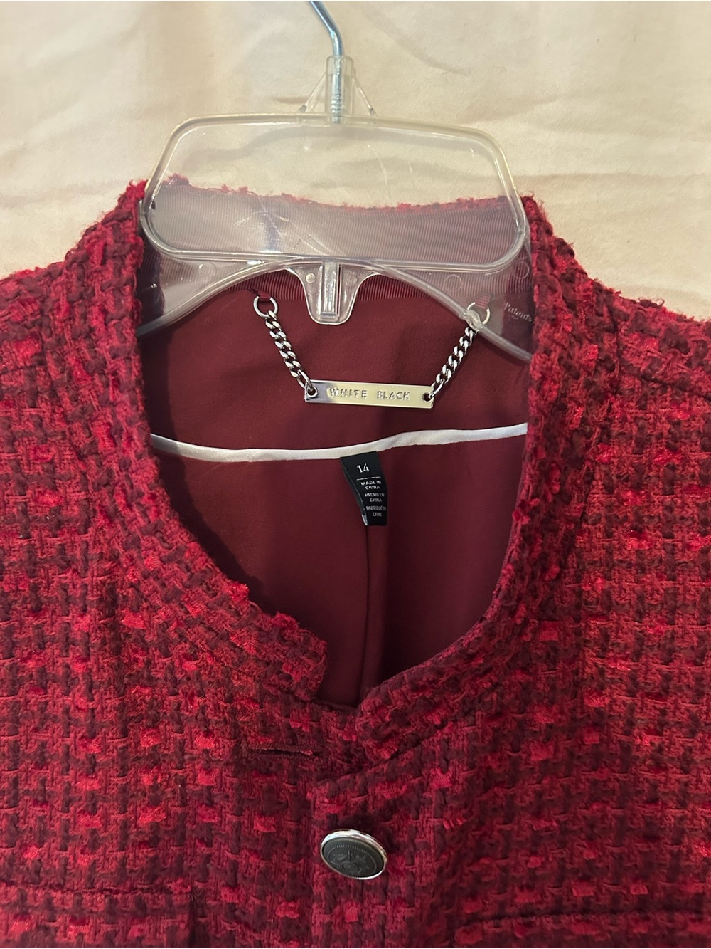 WHBM Women’s Red Tweed Belted Jacket - Picture 7 of 17